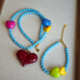 AZURE EMBRACE - Sky Blue Glass Bead Necklace & Bracelet Set | Summer's Love Song