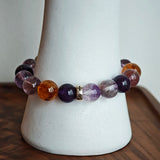 Crystal Bracelet with Amethyst, Citrine and Purple Rabbit Hair Quartz