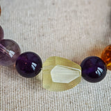 Crystal Bracelet with Amethyst, Citrine and Purple Rabbit Hair Quartz