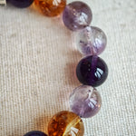 Crystal Bracelet with Amethyst, Citrine and Purple Rabbit Hair Quartz