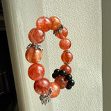 Red Hematoid Quartz Crystal Bracelet with Black Onyx
