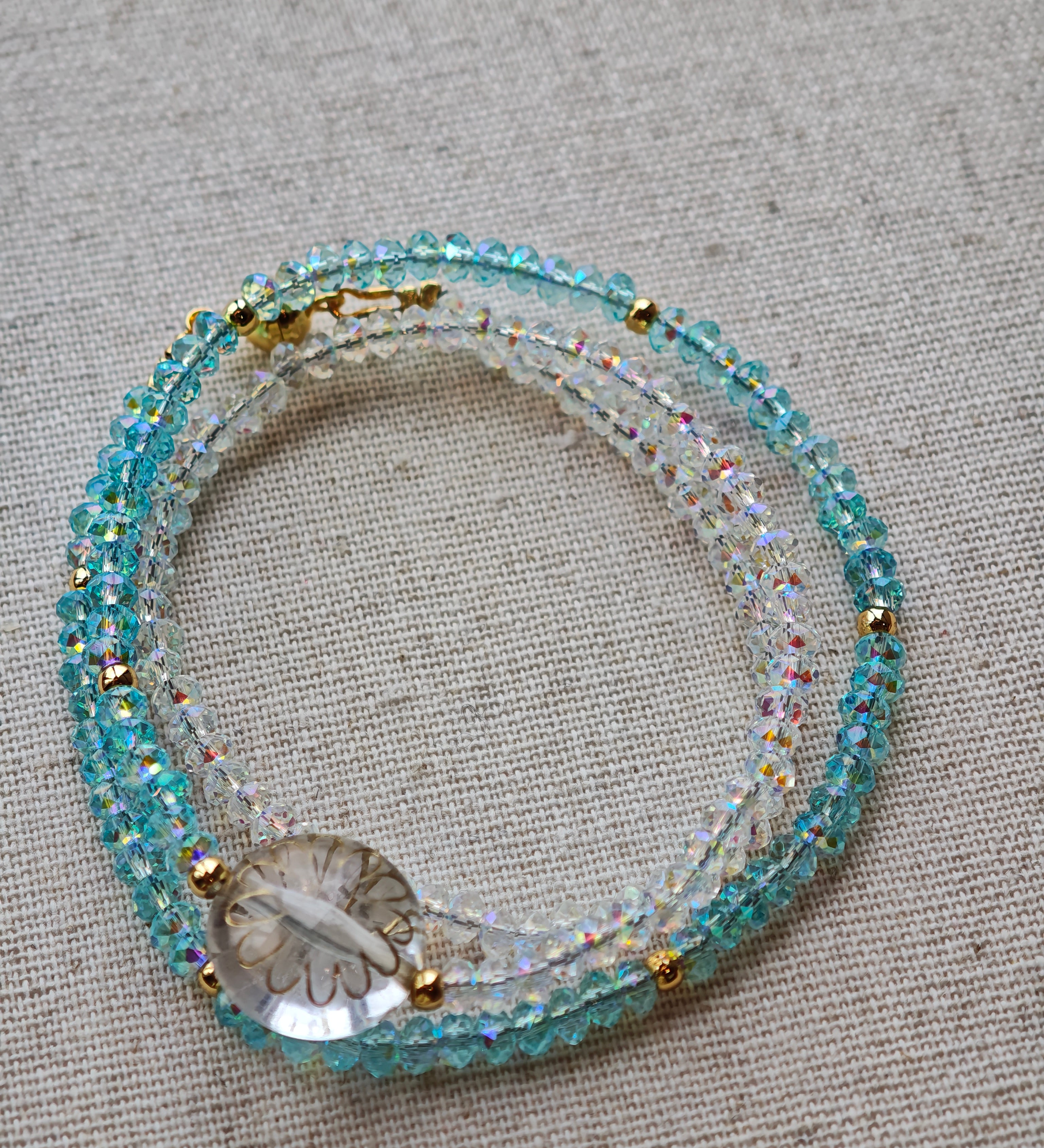 Handmade Sparkling Artificial Crystal Necklace & Bracelet - 174 Beads of Radiance
