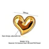 This 18K gold‑plated stainless steel ring set features bold sculpted designs of flowers, a puffy heart, swirling sun, and hammered crescent moon. Some flower rings are accented with a lustrous faux pearl for extra vintage charm. These open adjustable statement rings deliver a chunky retro aesthetic for everyday and special‑occasion styling.