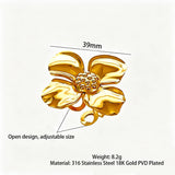 This 18K gold‑plated stainless steel ring set features bold sculpted designs of flowers, a puffy heart, swirling sun, and hammered crescent moon. Some flower rings are accented with a lustrous faux pearl for extra vintage charm. These open adjustable statement rings deliver a chunky retro aesthetic for everyday and special‑occasion styling.