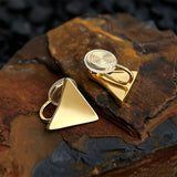 These thick 18K gold-plated stud earrings feature a sleek, modern curved triangle design with smooth, polished surfaces that catch the light beautifully. The sculpted, slightly concave shape creates a three-dimensional effect, adding subtle depth and dimension to the minimalist geometric silhouette.