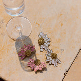 Luxury Rose Enamel Stud Earrings | Stainless Steel Geometric Flower Earrings for Women