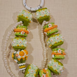 Hand-Painted Spring Green Beaded Keychain - Versatile Bag Charm & Phone Strap
