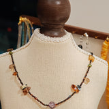 Vintage Amber Czech Glass Bead Necklace – Handmade with Love