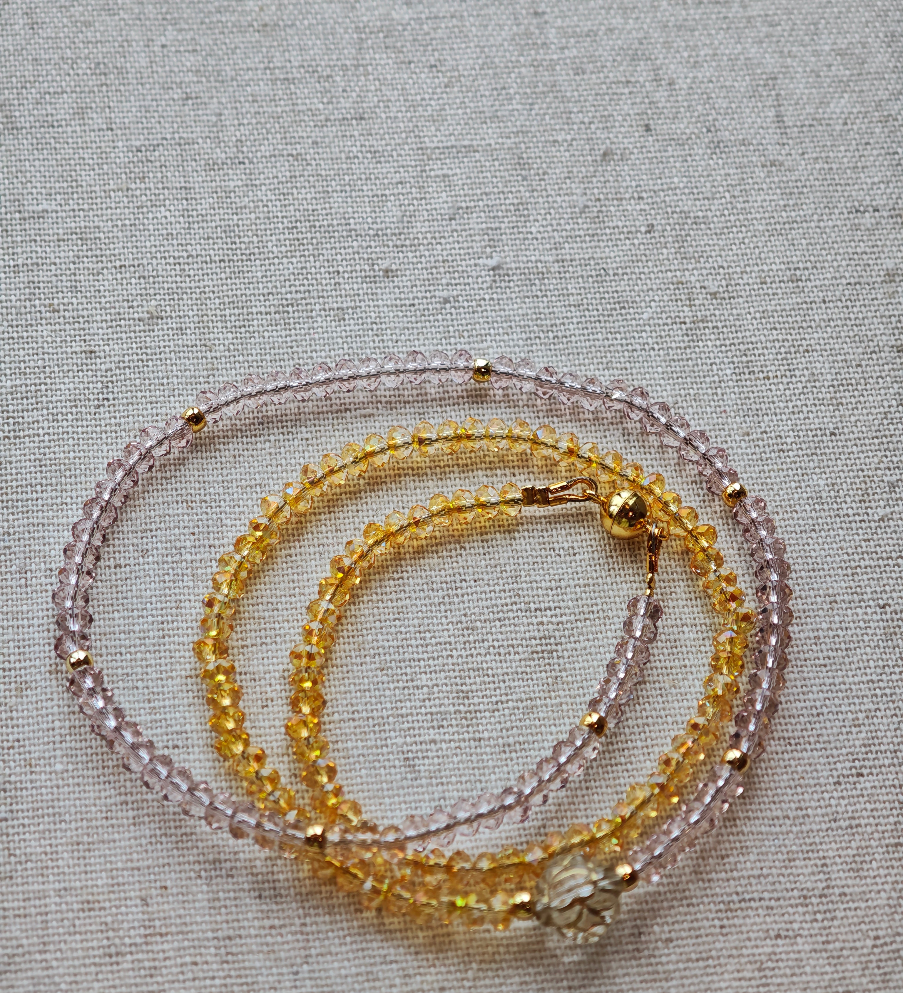 Handmade Sparkling Artificial Crystal Necklace & Bracelet - 174 Beads of Radiance