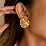 18K Gold Plated Stainless Steel Earrings | Heart, Flower & Sun Minimalist Jewelry for Women
