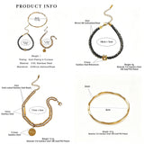 This vintage-inspired 3-piece bracelet set features a wavy gold bangle, engraved stainless steel bead chain and mixed black braided cord bracelet. Crafted from durable stainless steel, this stackable jewelry delivers timeless east-meets-west aesthetics for effortless layered styling. It is a versatile everyday accessory to elevate casual and chic outfits.