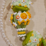 Hand-Painted Spring Green Beaded Keychain - Versatile Bag Charm & Phone Strap