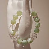 Handcrafted Serpentine Jade Bracelet with Green Phantom Quartz – A Unique Gemstone Jewelry Masterpiece