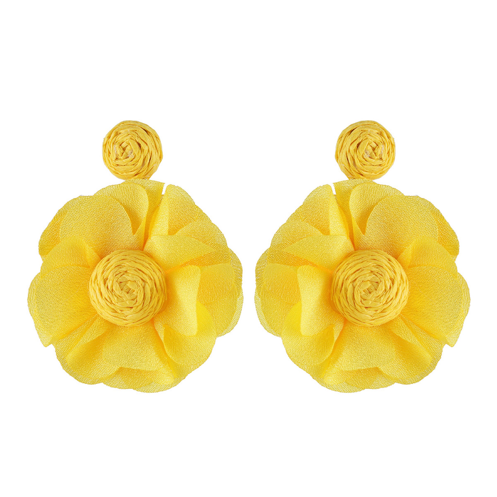 Bohemian Style Fabric Raffia Earrings