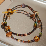 Vintage Amber Czech Glass Bead Necklace – Handmade with Love