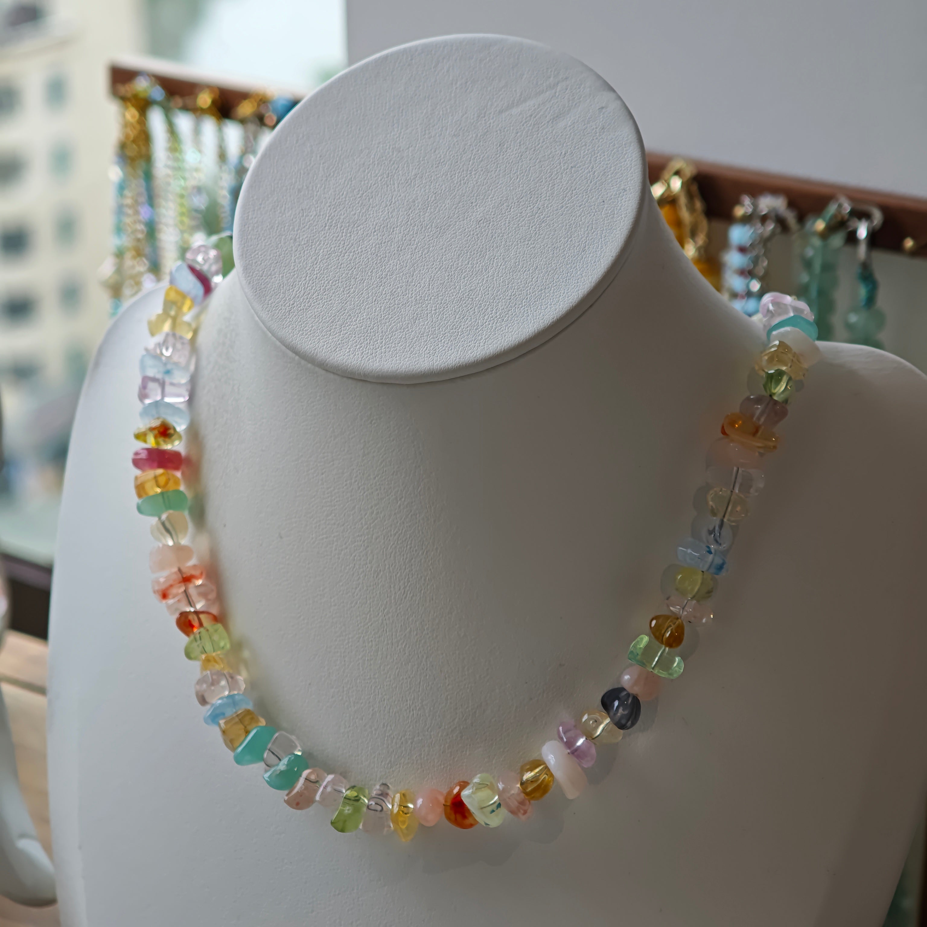 Macaron Necklace & Bracelet Set – Candy-Colored Glass Bead Jewelry for Summer