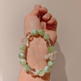 Handcrafted Serpentine Jade Bracelet with Green Phantom Quartz – A Unique Gemstone Jewelry Masterpiece
