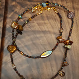 Vintage Amber Czech Glass Bead Necklace – Handmade with Love