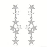925 Sterling Silver Moissanite Star Tassel Earrings