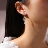 925 Sterling Silver Moissanite Star Tassel Earrings