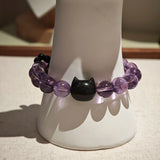 Amethyst Butterfly Bracelet with Silver Obsidian and Black Agate
