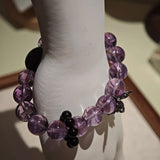 Amethyst Butterfly Bracelet with Silver Obsidian and Black Agate