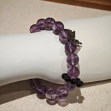 Amethyst Butterfly Bracelet with Silver Obsidian and Black Agate