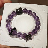 Amethyst Butterfly Bracelet with Silver Obsidian and Black Agate
