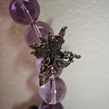 Amethyst Butterfly Bracelet with Silver Obsidian and Black Agate