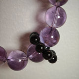 Amethyst Butterfly Bracelet with Silver Obsidian and Black Agate