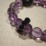 Amethyst Butterfly Bracelet with Silver Obsidian and Black Agate