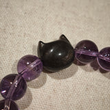 Amethyst Butterfly Bracelet with Silver Obsidian and Black Agate