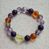 Crystal Bracelet with Amethyst, Citrine and Purple Rabbit Hair Quartz