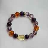 Crystal Bracelet with Amethyst, Citrine and Purple Rabbit Hair Quartz