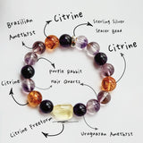 Crystal Bracelet with Amethyst, Citrine and Purple Rabbit Hair Quartz