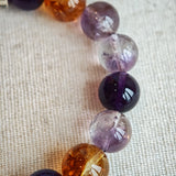 Crystal Bracelet with Amethyst, Citrine and Purple Rabbit Hair Quartz