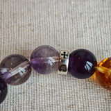 Crystal Bracelet with Amethyst, Citrine and Purple Rabbit Hair Quartz