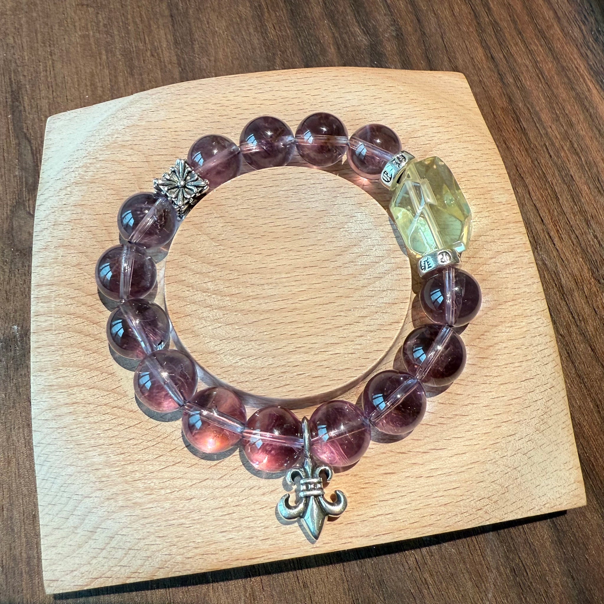 Amethyst and Citrine Bracelet with Pendant