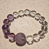 This handcrafted bracelet blends the serene clarity of clear quartz with the dreamy, calming energy of amethyst. The gradient of purple and clear beads creates a timeless, elegant look, perfect for bringing balance, intuition, and positive energy to your everyday style. A stunning piece for crystal lovers and minimalist jewelry enthusiasts alike.