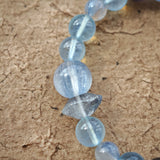 This is a gemstone bracelet consists of Kyanite, Blue Velvet Stone, Aquamarine, and Cordierite.