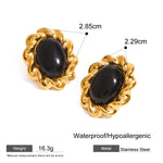 Classic Black and Gold Stud Earrings with Geometric Shape