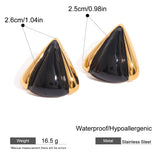 Classic Black and Gold Stud Earrings with Geometric Shape