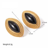 Classic Black and Gold Stud Earrings with Geometric Shape