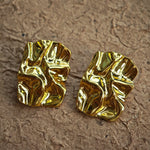 Classic Black and Gold Stud Earrings with Geometric Shape