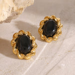 Classic Black and Gold Stud Earrings with Geometric Shape