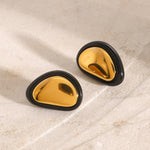 Classic Black and Gold Stud Earrings with Geometric Shape