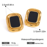 Classic Black and Gold Stud Earrings with Geometric Shape