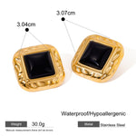 Classic Black and Gold Stud Earrings with Geometric Shape