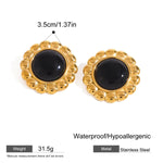 Classic Black and Gold Stud Earrings with Geometric Shape