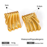 Classic Black and Gold Stud Earrings with Geometric Shape